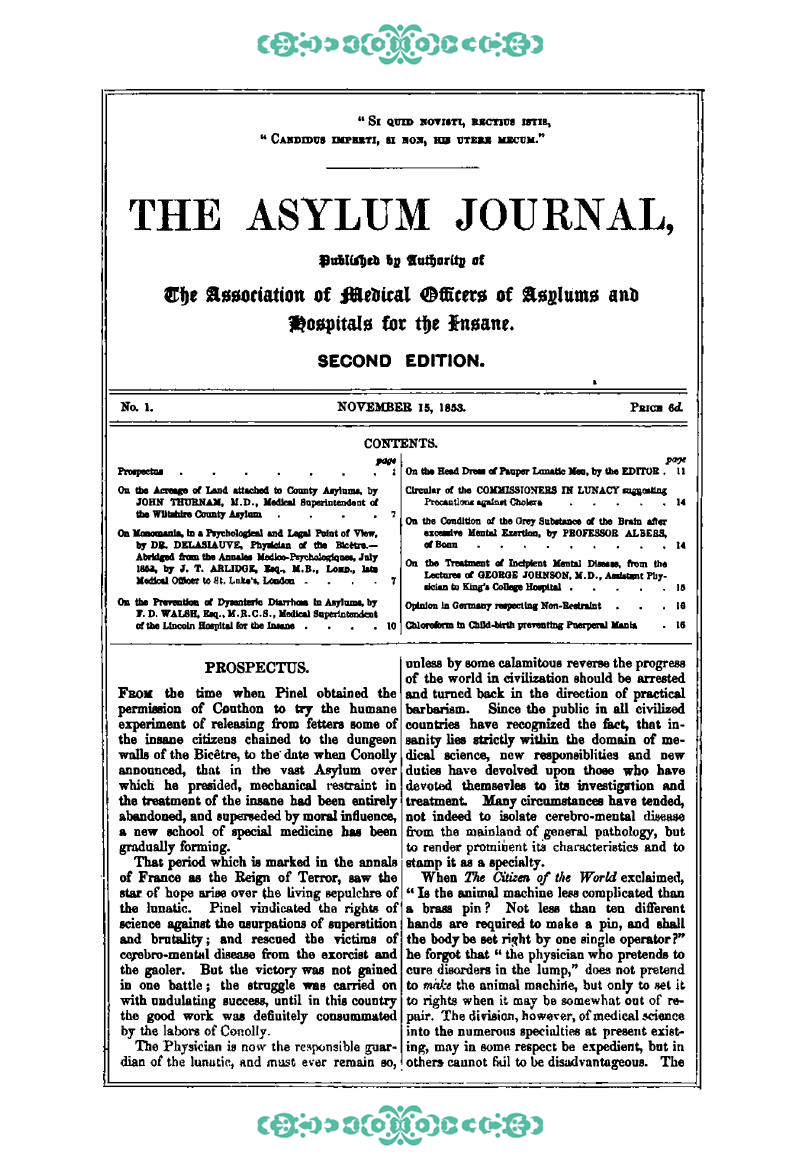 the asymlum journal first page